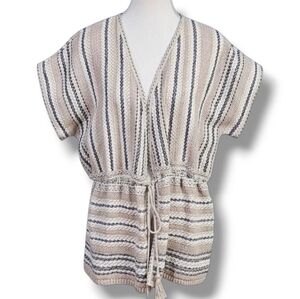 CHICO'S | TASSEL TIE CINCHED WAIST SHORT SLEEVE EARTHLY CARDIGAN - NWOT!